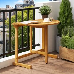 Folding Balcony Table 90x60x72cm Outdoor Garden Patio Furniture Brown Wood