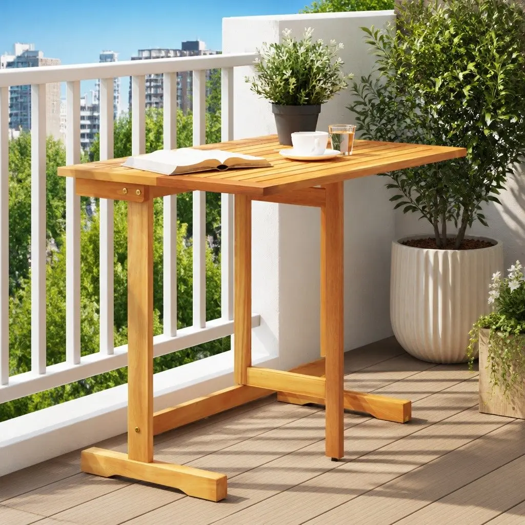 Folding Table 90x60x72cm Solid Acacia Wood Brown Outdoor Balcony Garden Patio