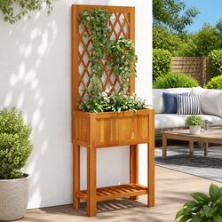 Versatile Wooden Planter with Shelf for Climbing Plants 55x29.5x152cm