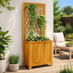 Wooden Planter and Trellis: A Practical Garden Solution