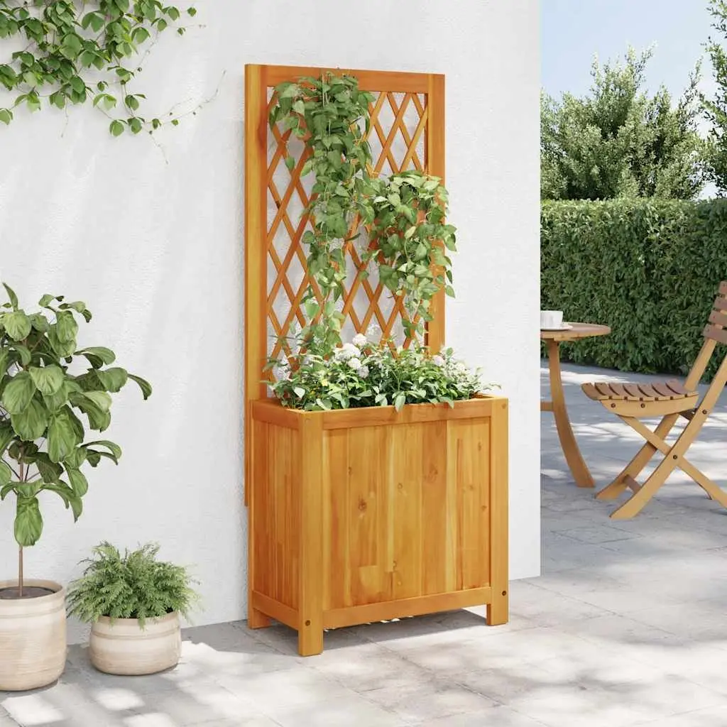Wooden Planter with Trellis Solid Acacia Wood 55 x 29.5 x 132 cm Brown