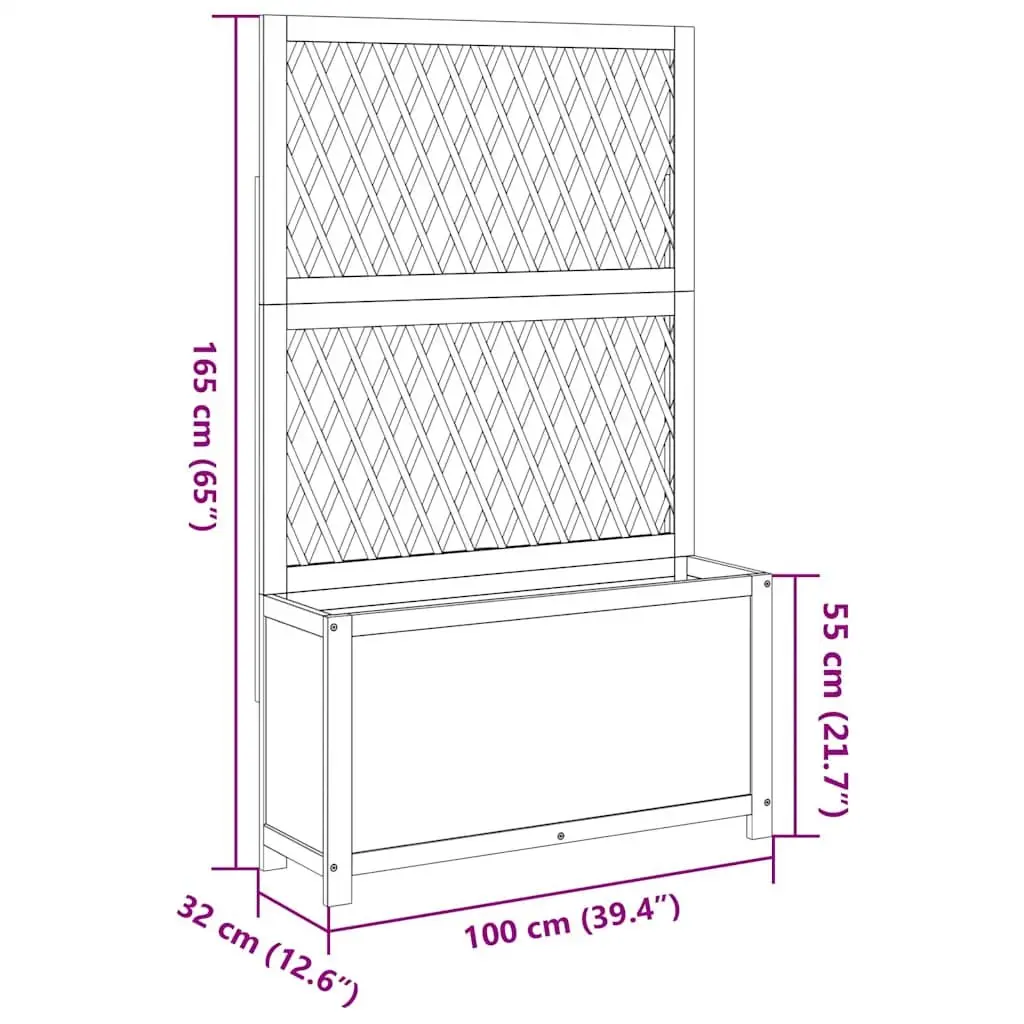 Wooden Planter with Trellis for Climbing Plants Garden Patio 100x32x165cm