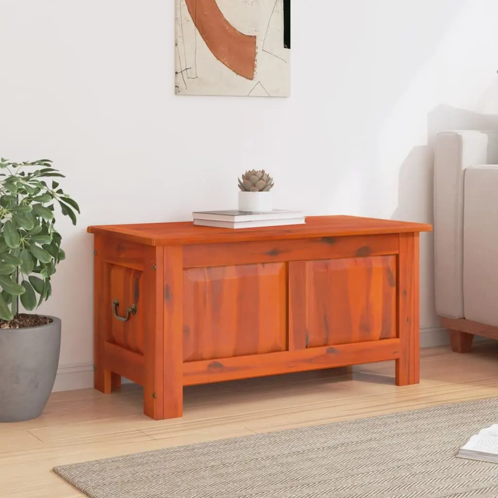 Acacia Wood Storage Chest Brown Organiser with Lid Living Space Furniture Trunk