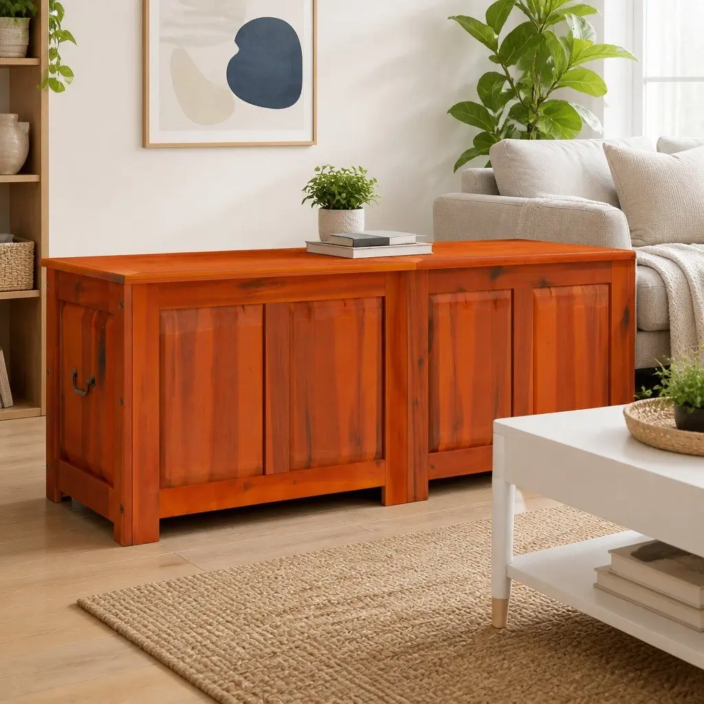 Storage Chest with Lid Brown Solid Wood Bedroom Living Room Organiser Box