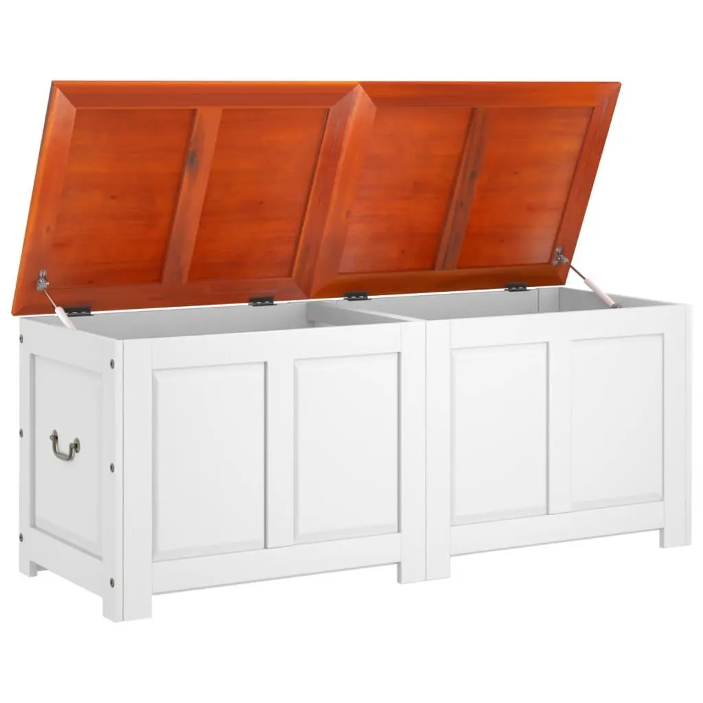 Storage Chest Solid Wood Acacia White Box Organiser