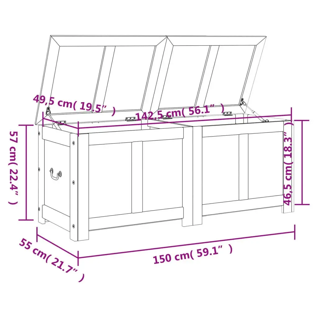 Storage Chest Solid Wood Acacia White Box Organiser
