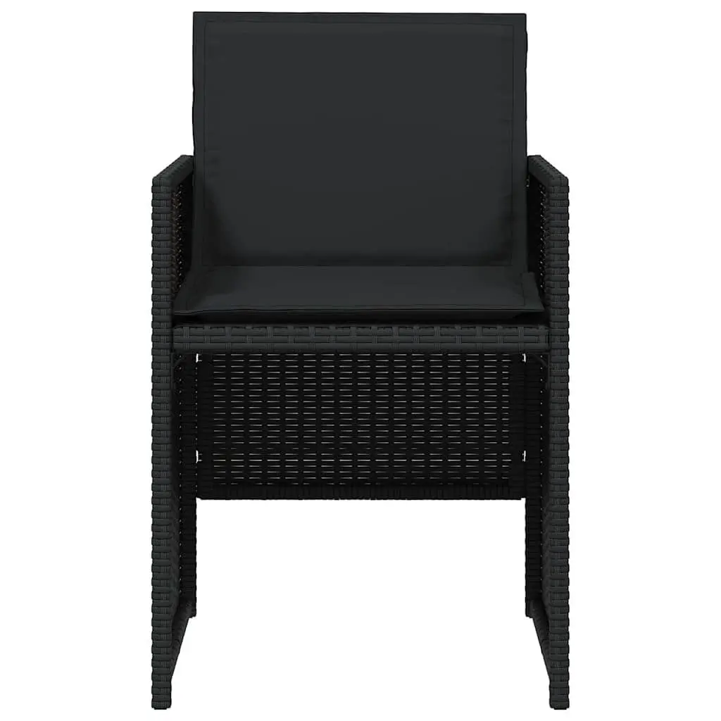 Outdoor Garden Chairs Poly Rattan Folding 4 pcs Black with Padded Cushions
