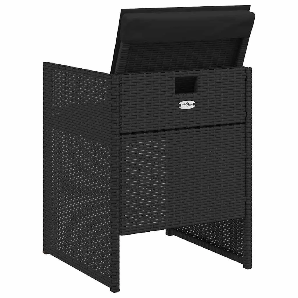 Outdoor Garden Chairs Poly Rattan Folding 4 pcs Black with Padded Cushions