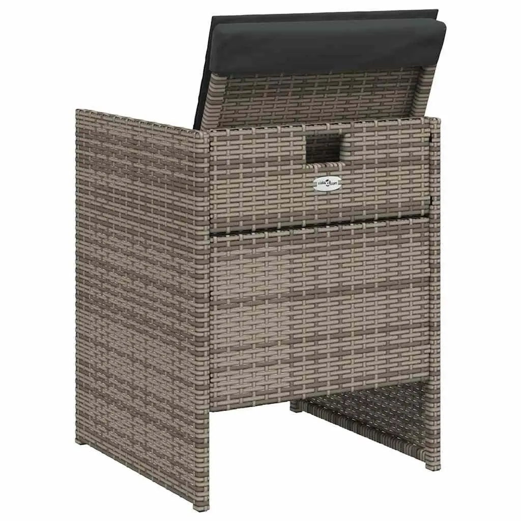 4 Piece Garden Chairs Set Grey Steel Frame with Cushions Poly Rattan Outdoor Seating