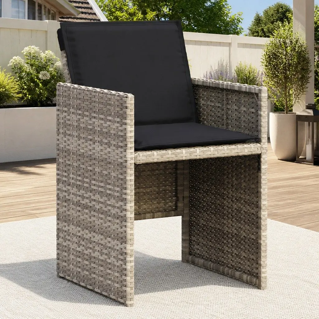 Outdoor Garden Chairs Poly Rattan 4 Piece Grey with Cushions