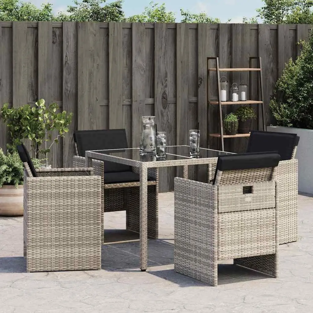 Outdoor Garden Chairs Poly Rattan 4 Piece Grey with Cushions