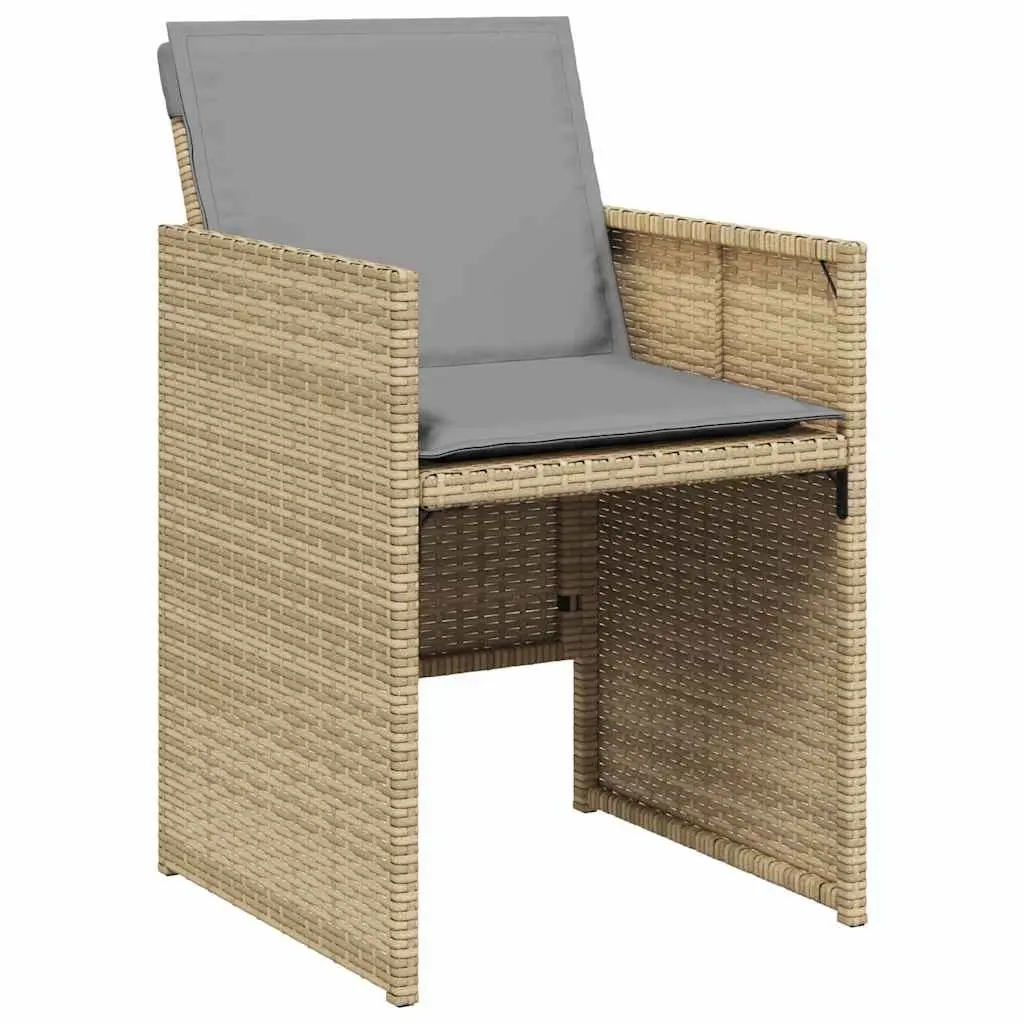 Outdoor Garden Chairs PE Poly Rattan Beige 4 Pieces Set with Cushions