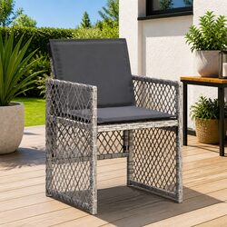 Practical Grey Outdoor Chairs Set of 4 with Padded Cushions