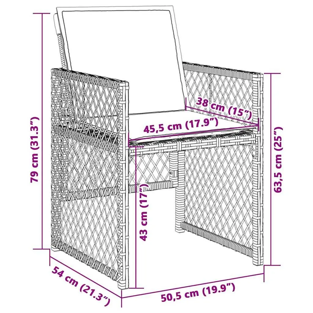 Garden Chairs PE Rattan Folding Set of 4 Outdoor Seating with Cushions Grey