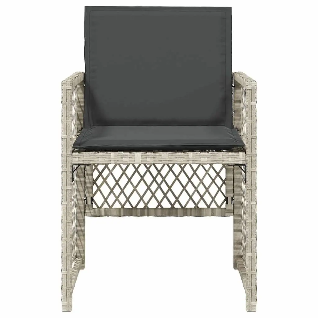 Garden Chairs PE Rattan Folding Set of 4 Outdoor Seating with Cushions Grey