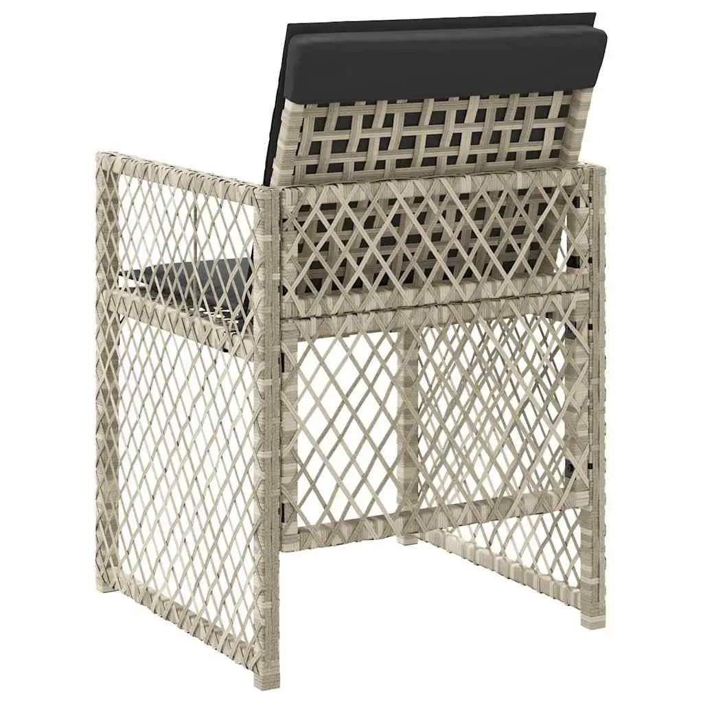 Garden Chairs PE Rattan Folding Set of 4 Outdoor Seating with Cushions Grey