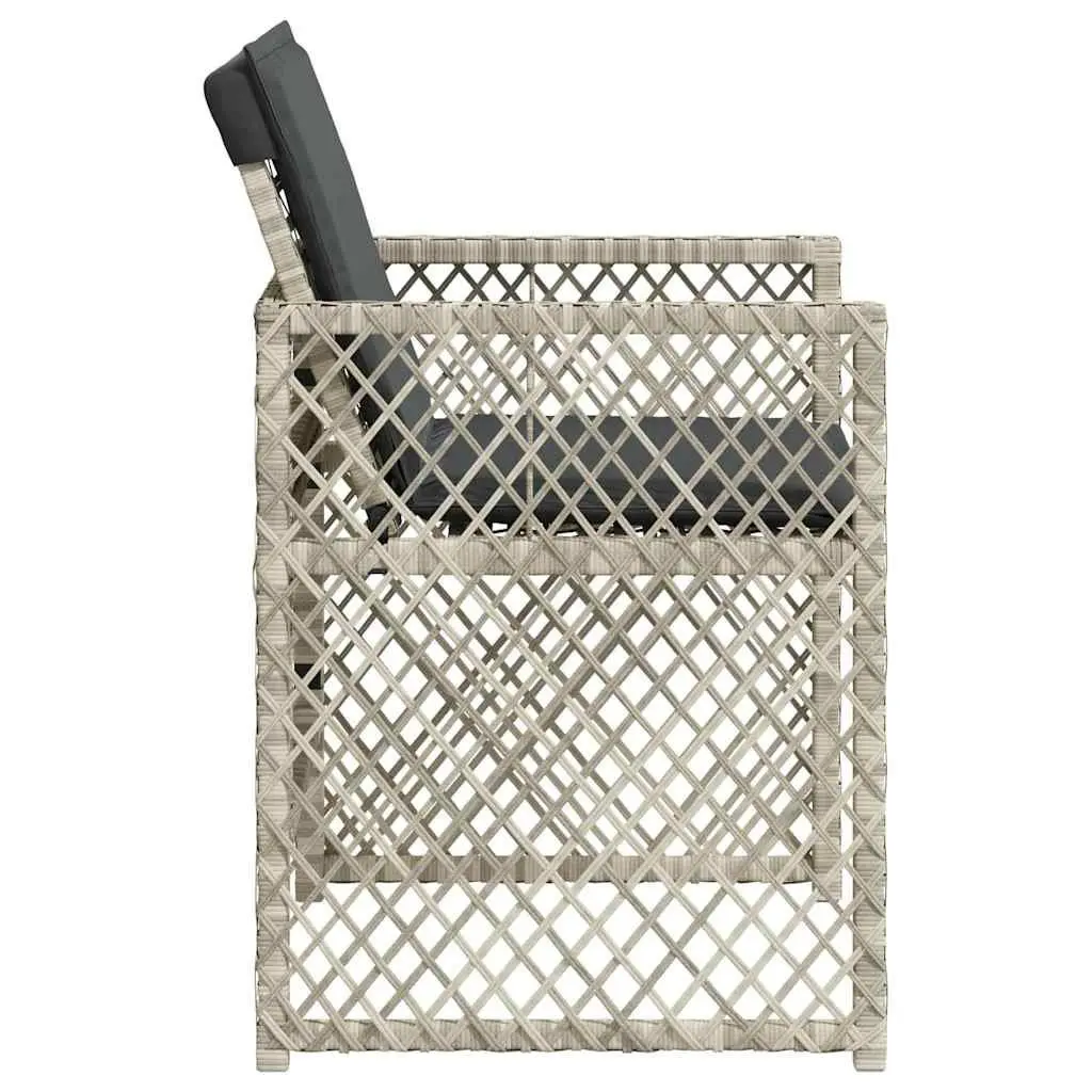 Garden Chairs PE Rattan Folding Set of 4 Outdoor Seating with Cushions Grey