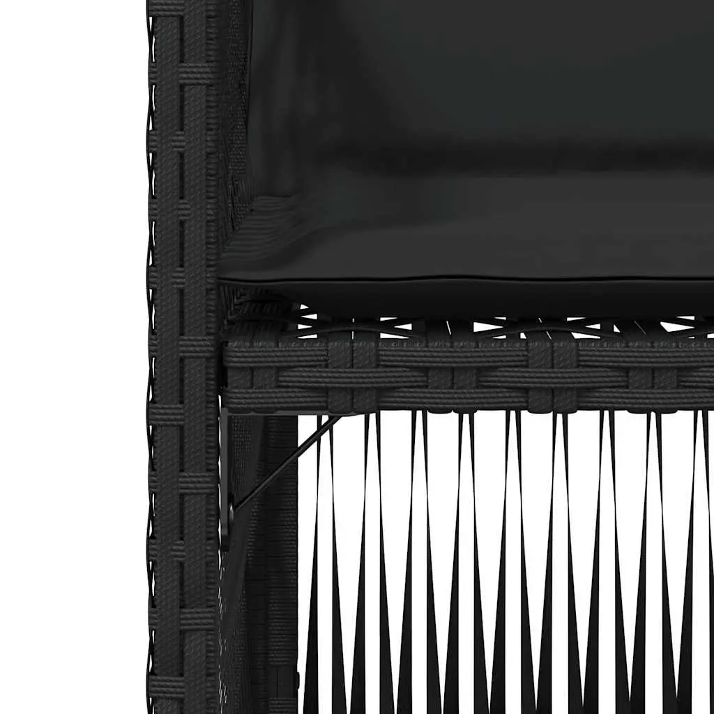 Outdoor Garden Chairs PE Rattan Black Powder Coated Steel 4 Piece Set with Cushions