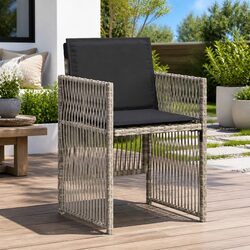 Practical Grey Outdoor Chair Set - 4 Chairs with Cushions