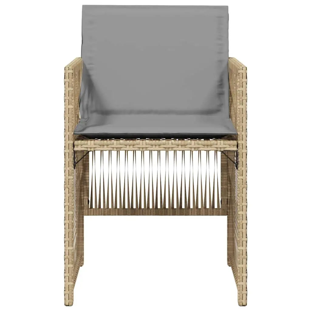 Outdoor Garden Chairs Set PE Poly Rattan Cushioned 4 Piece Beige