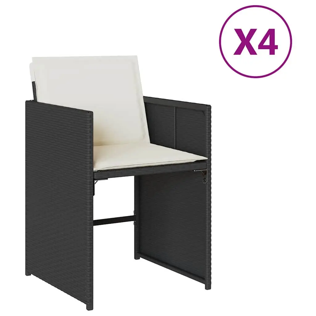 Outdoor Chairs PE Rattan Black 4 Piece Garden Seating with Cushions
