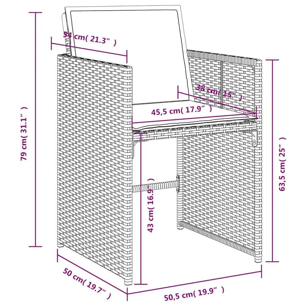 Outdoor Chairs PE Rattan Black 4 Piece Garden Seating with Cushions