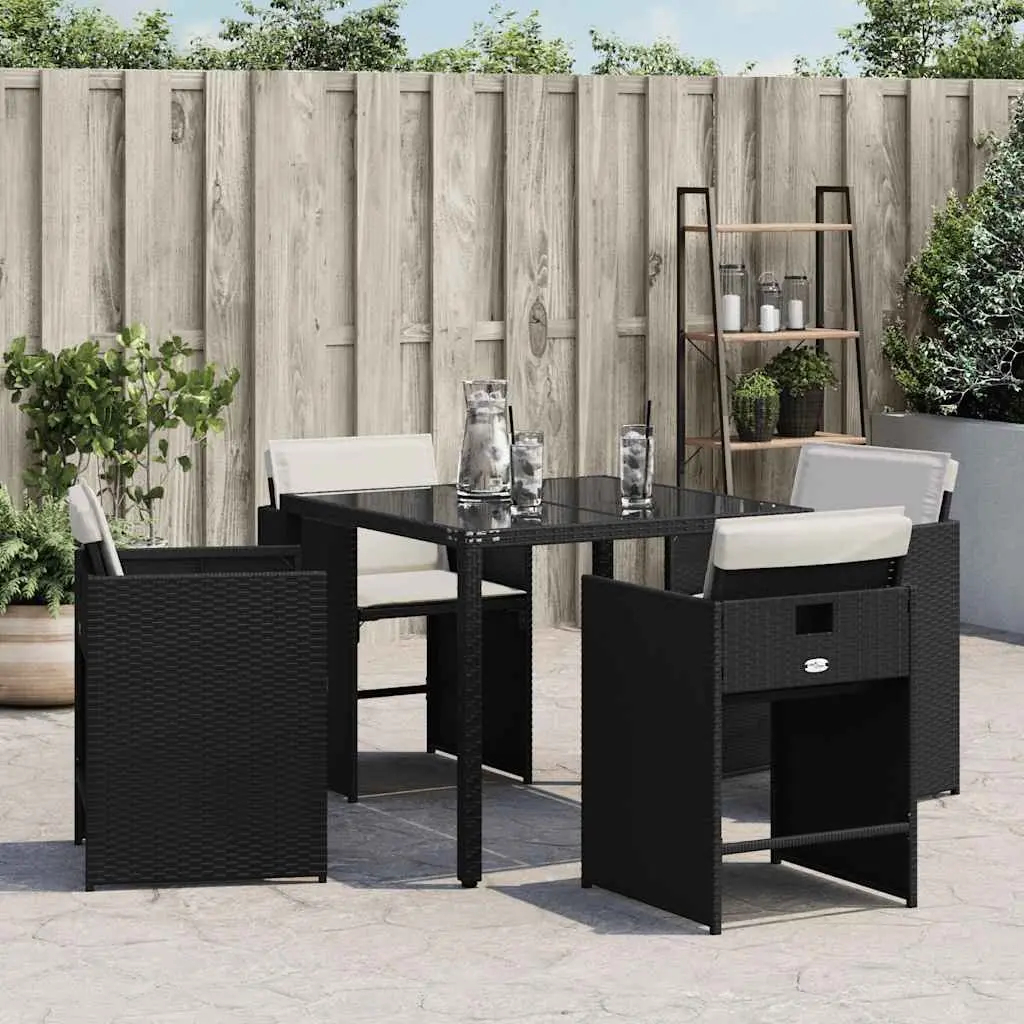 Outdoor Chairs PE Rattan Black 4 Piece Garden Seating with Cushions