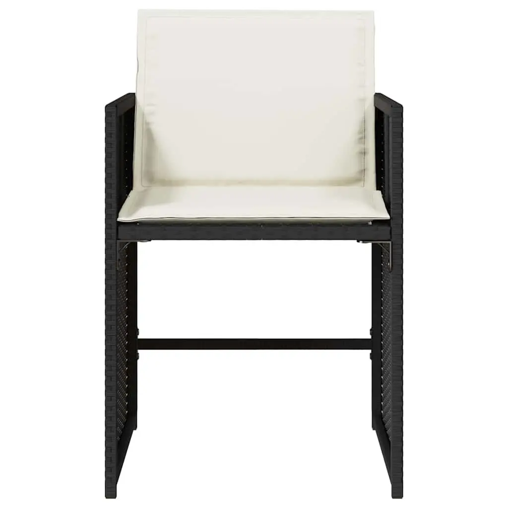 Outdoor Chairs PE Rattan Black 4 Piece Garden Seating with Cushions