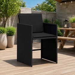 Practical Set of 4 Black Outdoor Chairs with Cushions
