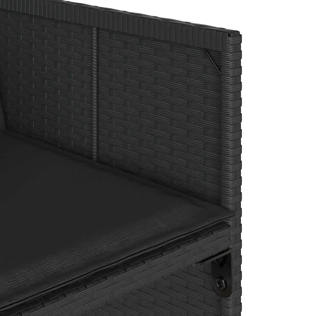 Black Poly Rattan Outdoor Chairs Set 4 Pieces with Foldable Backrest and Thick Padded Cushions