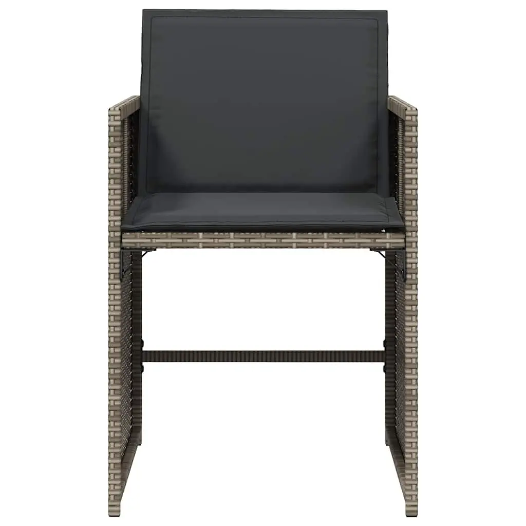 Outdoor Garden Chairs Poly Rattan Folding 4 Piece Set Grey with Padded Cushions