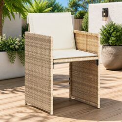 Practical Garden Chair Set of 4 with Cushions in Beige