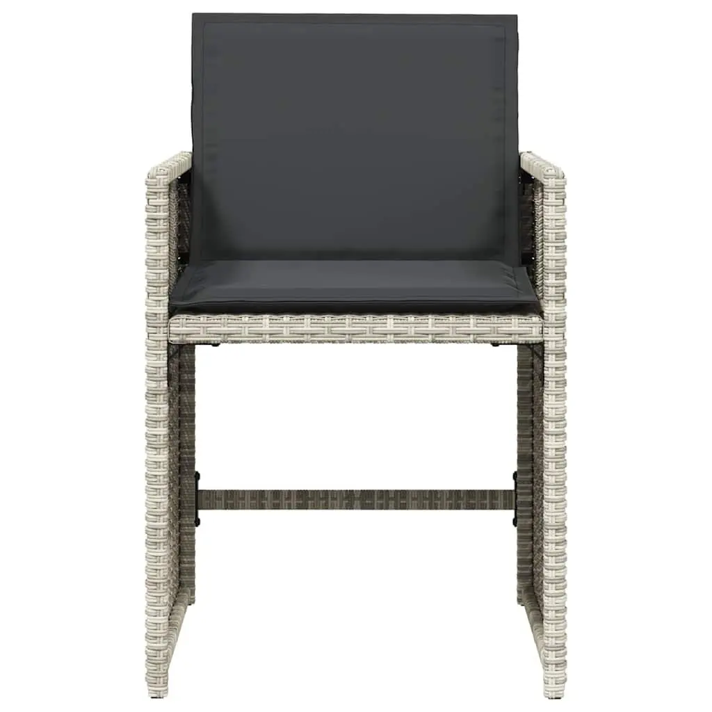 Outdoor Seating Chairs Grey Poly Rattan 4 Piece Set with Cushions for Garden Patio Relaxation