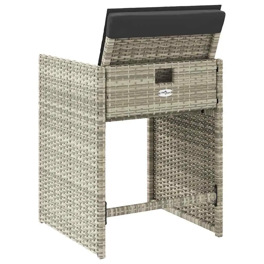 Outdoor Seating Chairs Grey Poly Rattan 4 Piece Set with Cushions for Garden Patio Relaxation