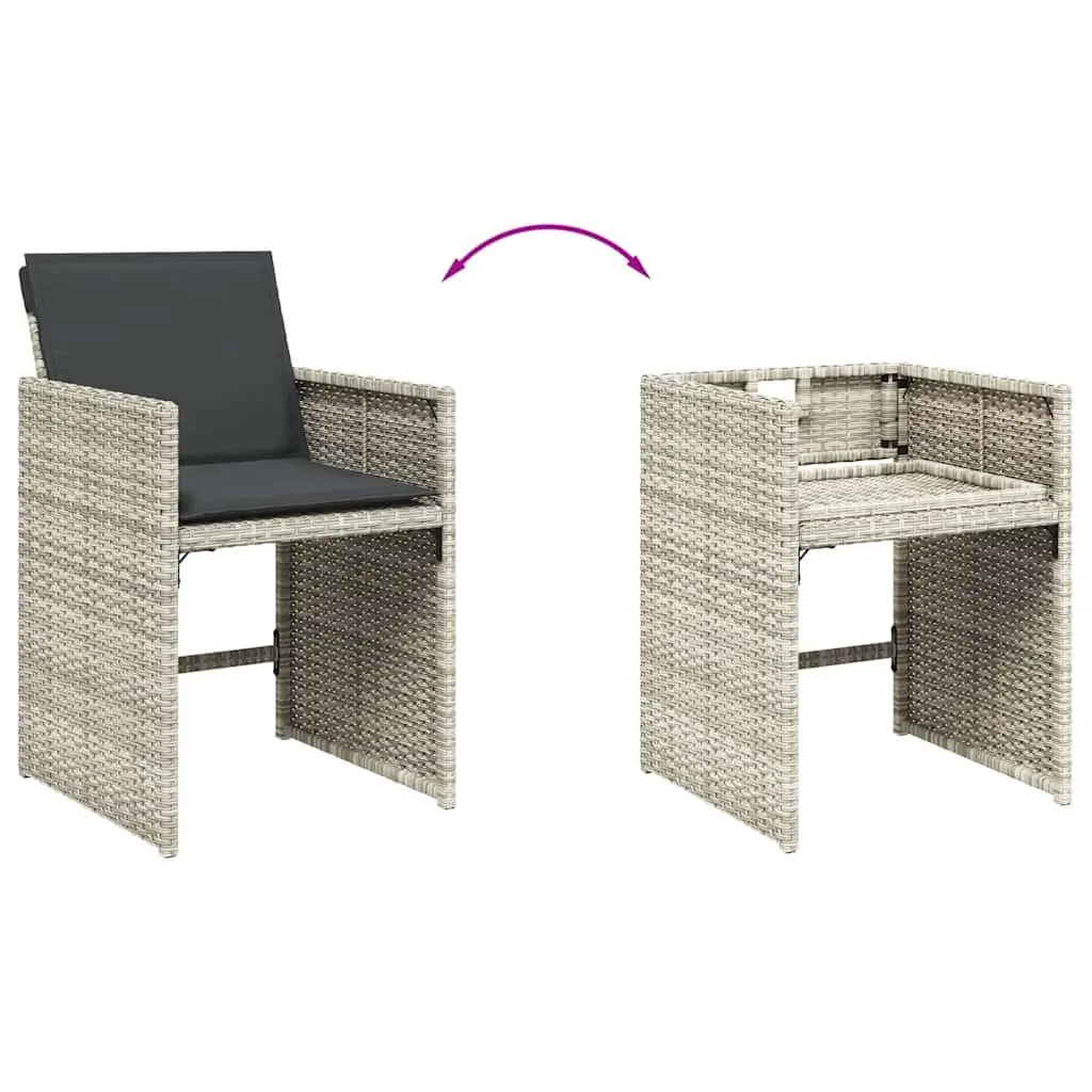 Outdoor Seating Chairs Grey Poly Rattan 4 Piece Set with Cushions for Garden Patio Relaxation