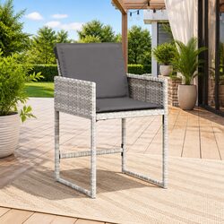 Outdoor Garden Chairs Set 4 pcs Grey Padded Cushions Folding Backrest Seating