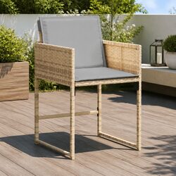 4 Beige Patio Chairs with Cushions for Easy Outdoor Living