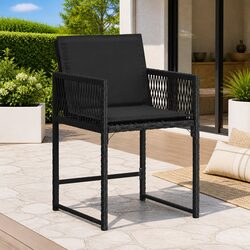 Functional Black Rattan Outdoor Chairs - Pack of 4
