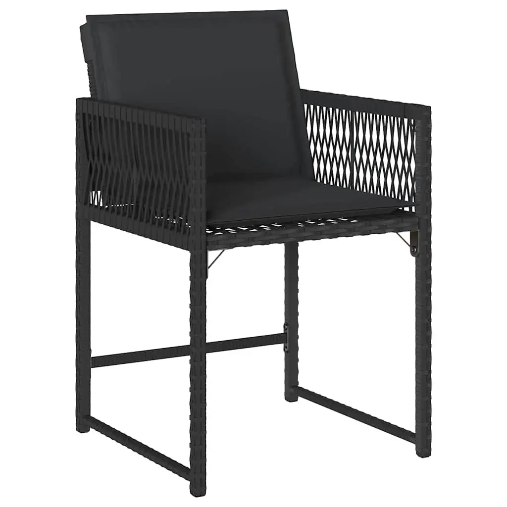 4 Piece Outdoor Chairs Set Black PE Rattan Construction with Padded Cushions for Patio and Garden Relaxation