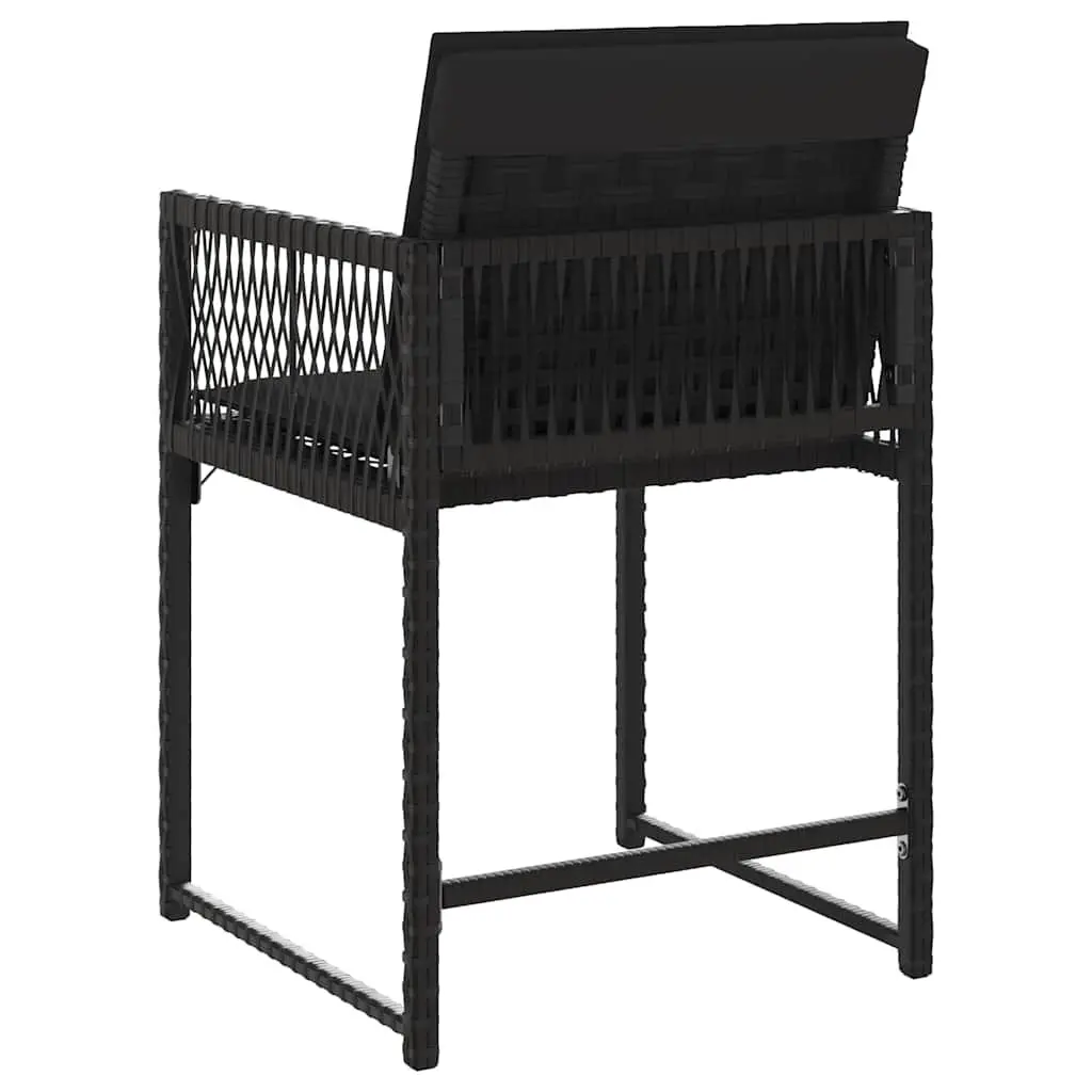 4 Piece Outdoor Chairs Set Black PE Rattan Construction with Padded Cushions for Patio and Garden Relaxation