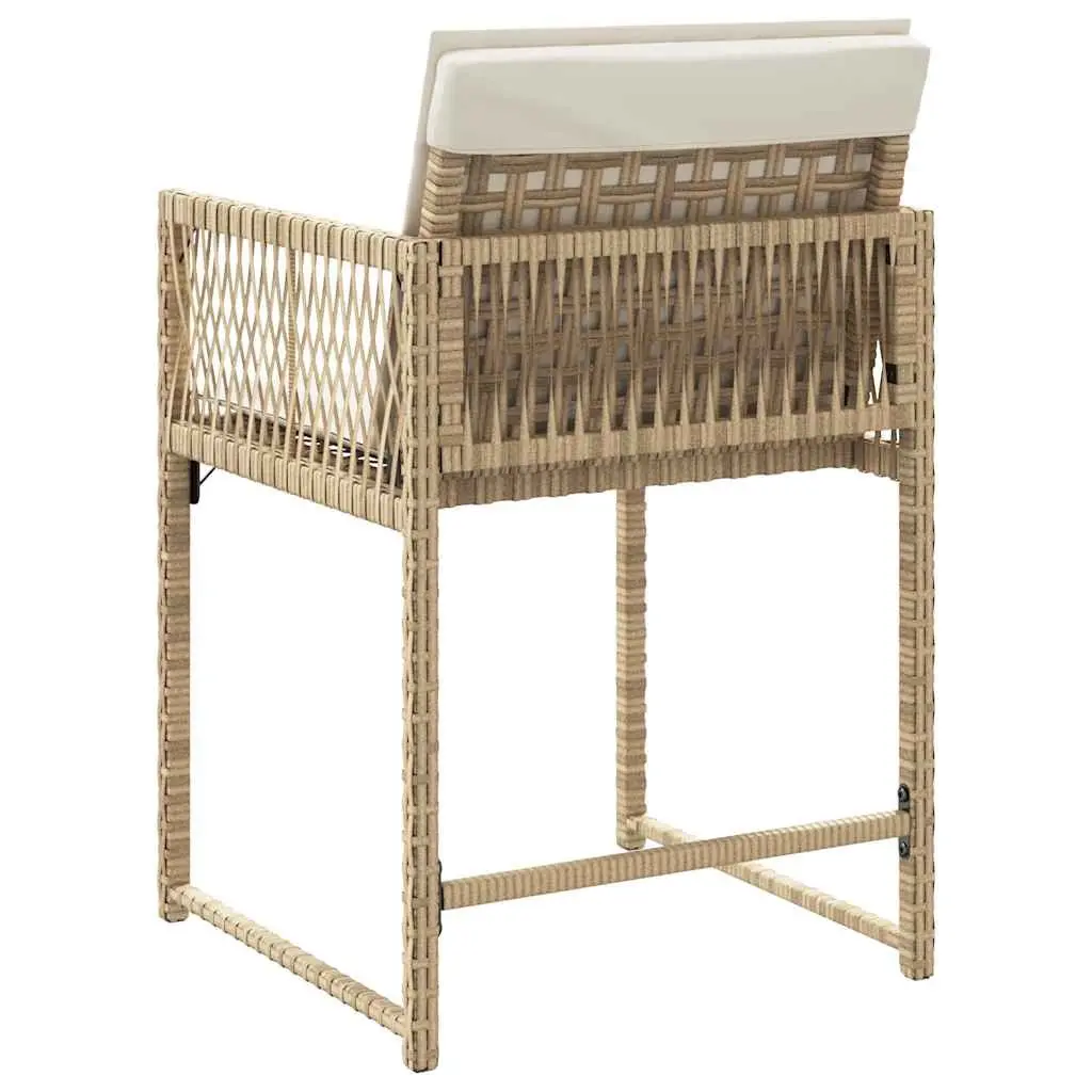 Outdoor Garden Chairs Set Poly Rattan Beige with Cushions 4 Piece