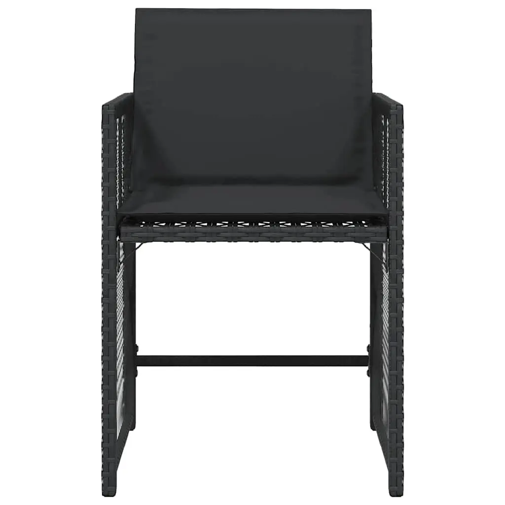 Outdoor Garden Chairs Poly Rattan Black 4 Pieces with Padded Cushions