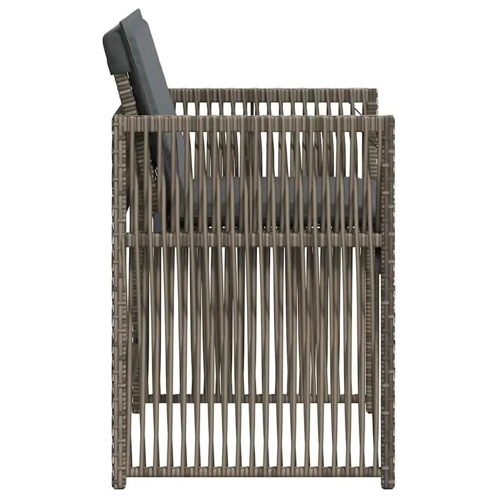 Outdoor Garden Chairs Poly Rattan 4 pcs Grey with Cushions Padded Seat