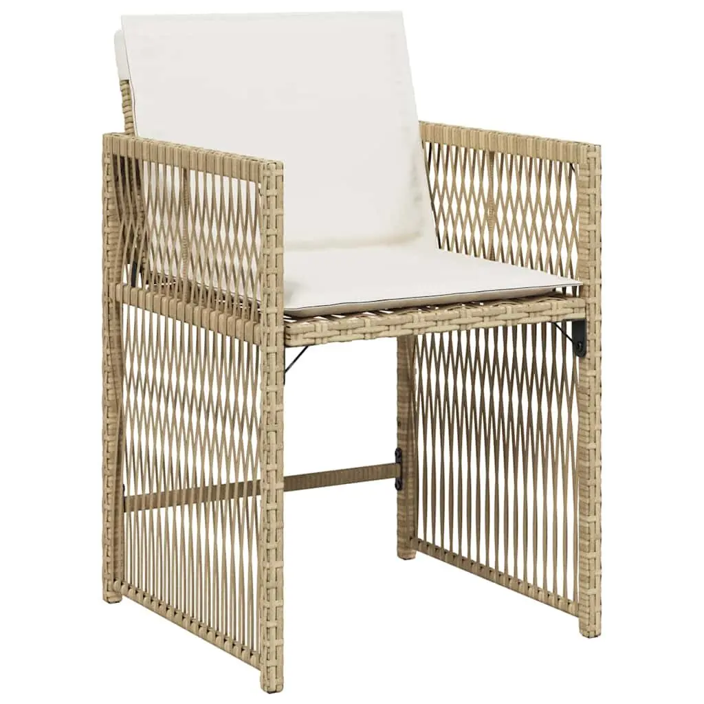 Outdoor Garden Chairs Set Poly Rattan 4 Piece Beige with Cushions