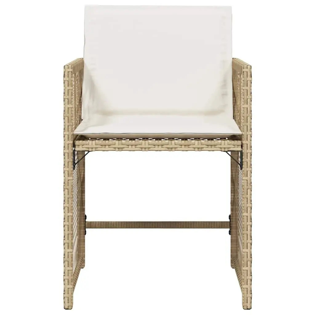 Outdoor Garden Chairs Set Poly Rattan 4 Piece Beige with Cushions