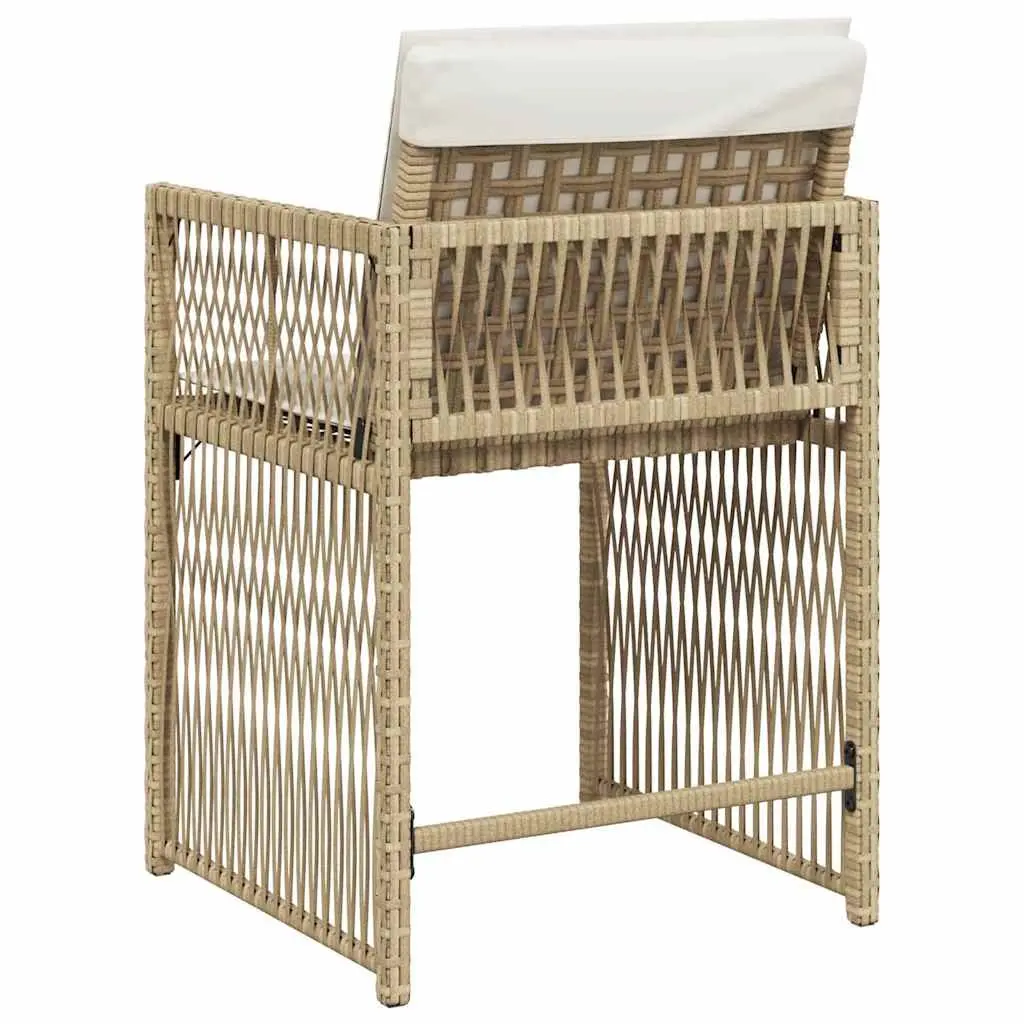 Outdoor Garden Chairs Set Poly Rattan 4 Piece Beige with Cushions