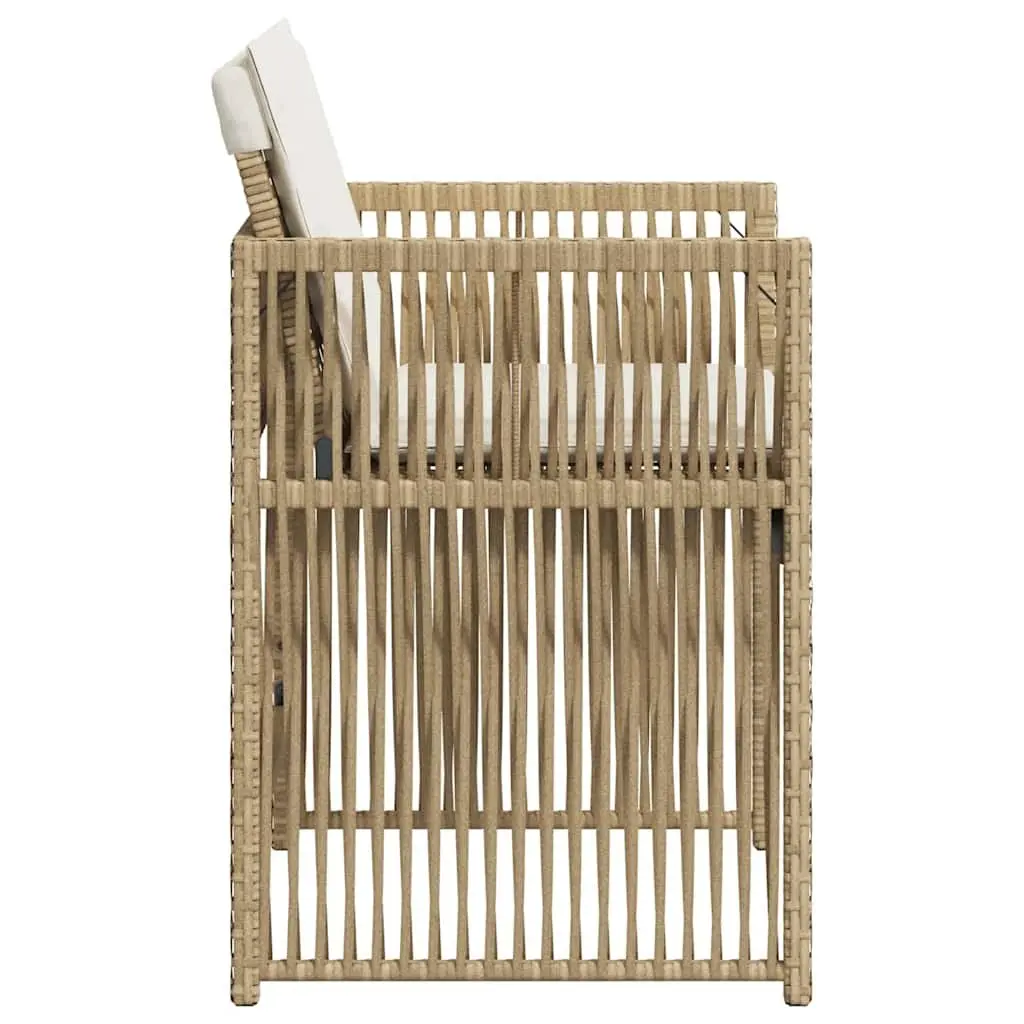 Outdoor Garden Chairs Set Poly Rattan 4 Piece Beige with Cushions
