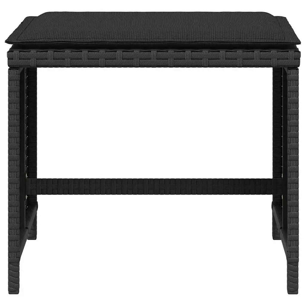 Garden Stools PE Rattan Frame with Cushions 41 x 41 x 36 cm Black 4 Piece Outdoor Footrest Seating Set