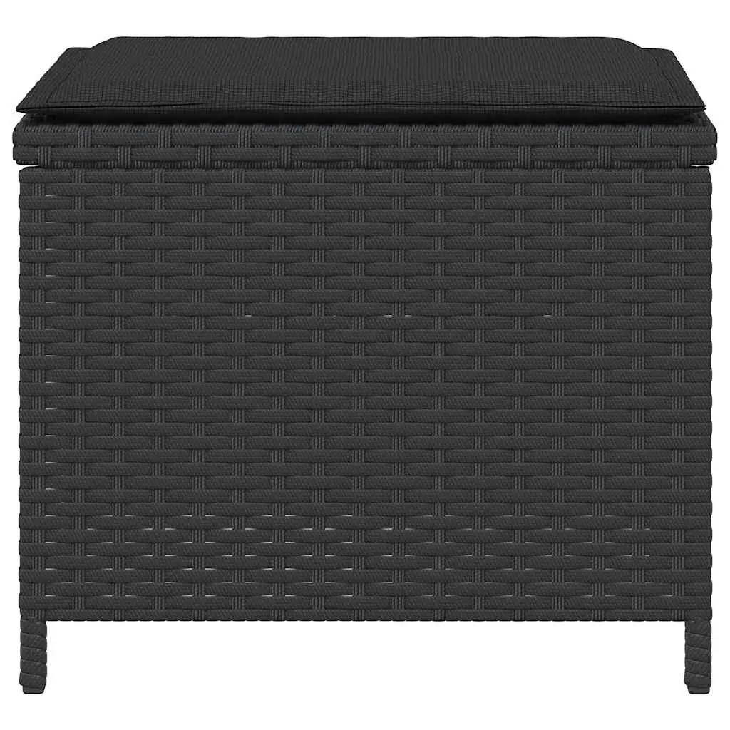 Garden Stools PE Rattan Frame with Cushions 41 x 41 x 36 cm Black 4 Piece Outdoor Footrest Seating Set