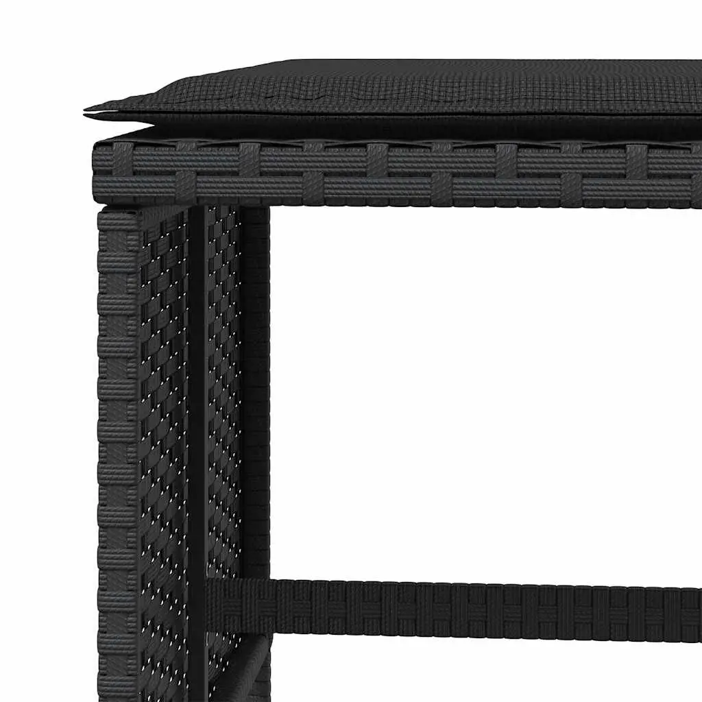 Garden Stools PE Rattan Frame with Cushions 41 x 41 x 36 cm Black 4 Piece Outdoor Footrest Seating Set